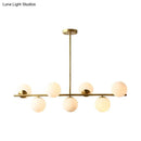 DecorBites™ Contemporary Brass Pendant Lamp with 7-Light White Glass, Ideal for Living Room Illumination