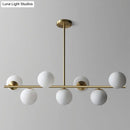 DecorBites™ Contemporary Brass Pendant Lamp with 7-Light White Glass, Ideal for Living Room Illumination