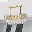 DecorBites™ Contemporary Clear Crystal 10-Head Island Kitchen Hanging Light - Gold Layered Design