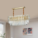 DecorBites™ Contemporary Clear Crystal 10-Head Island Kitchen Hanging Light - Gold Layered Design