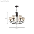 DecorBites™ Contemporary Crystal Chandelier - 4/6/8 Lights Circle Hanging Light in Black for Bedroom