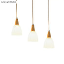Modern wood and frosted glass dome pendant – dining room 3-light