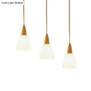 Modern wood and frosted glass dome pendant – dining room 3-light