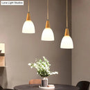 Modern wood and frosted glass dome pendant – dining room 3-light
