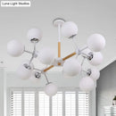 DecorBites™ Contemporary Globe Chandelier - White Glass, 9/12/16 Head Dining Room Hanging Light Kit