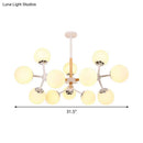 DecorBites™ Contemporary Globe Chandelier - White Glass, 9/12/16 Head Dining Room Hanging Light Kit