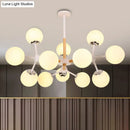 DecorBites™ Contemporary Globe Chandelier - White Glass, 9/12/16 Head Dining Room Hanging Light Kit