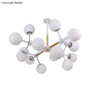 DecorBites™ Contemporary Globe Chandelier - White Glass, 9/12/16 Head Dining Room Hanging Light Kit