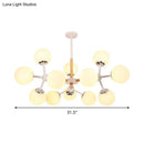 DecorBites™ Contemporary Globe Chandelier - White Glass, 9/12/16 Head Dining Room Hanging Light Kit