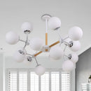 DecorBites™ Contemporary Globe Chandelier - White Glass, 9/12/16 Head Dining Room Hanging Light Kit