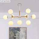 DecorBites™ Contemporary Globe Chandelier - White Glass, 9/12/16 Head Dining Room Hanging Light Kit