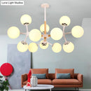 DecorBites™ Contemporary Globe Chandelier - White Glass, 9/12/16 Head Dining Room Hanging Light Kit
