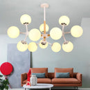 DecorBites™ Contemporary Globe Chandelier - White Glass, 9/12/16 Head Dining Room Hanging Light Kit