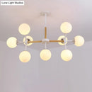 DecorBites™ Contemporary Globe Chandelier - White Glass, 9/12/16 Head Dining Room Hanging Light Kit