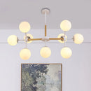DecorBites™ Contemporary Globe Chandelier - White Glass, 9/12/16 Head Dining Room Hanging Light Kit