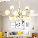 DecorBites™ Contemporary Globe Chandelier - White Glass, 9/12/16 Head Dining Room Hanging Light Kit