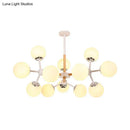 DecorBites™ Contemporary Globe Chandelier - White Glass, 9/12/16 Head Dining Room Hanging Light Kit