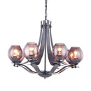 DecorBites™ Contemporary Globe Gray Glass Chandelier with 5/8 Lights - Black Suspension Pendant