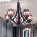 DecorBites™ Contemporary Globe Gray Glass Chandelier with 5/8 Lights - Black Suspension Pendant