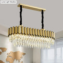 DecorBites™ Contemporary Gold Finish Oval Island Light with Clear Crystal Shuttles and LED Bulbs