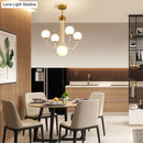 DecorBites™ Contemporary Gold Glass Spherical Ceiling Chandelier with 5/7 Bulbs