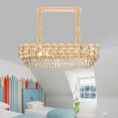 DecorBites™ Contemporary Gold Oval Crystal Island Pendant with 12 Bulbs – Elegant Dining Hall Lighting