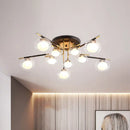DecorBites™ Contemporary Gold Oval Shade Ceiling Fixture - Dining Room Glass & Metal Semi Flush Mount Light