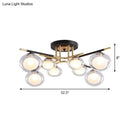 DecorBites™ Contemporary Gold Oval Shade Ceiling Fixture - Dining Room Glass & Metal Semi Flush Mount Light