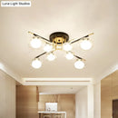 DecorBites™ Contemporary Gold Oval Shade Ceiling Fixture - Dining Room Glass & Metal Semi Flush Mount Light