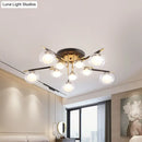 DecorBites™ Contemporary Gold Oval Shade Ceiling Fixture - Dining Room Glass & Metal Semi Flush Mount Light