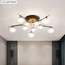 DecorBites™ Contemporary Gold Oval Shade Ceiling Fixture - Dining Room Glass & Metal Semi Flush Mount Light