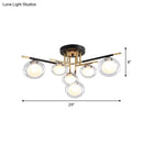 DecorBites™ Contemporary Gold Oval Shade Ceiling Fixture - Dining Room Glass & Metal Semi Flush Mount Light