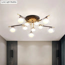 DecorBites™ Contemporary Gold Oval Shade Ceiling Fixture - Dining Room Glass & Metal Semi Flush Mount Light