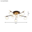DecorBites™ Contemporary Gold Oval Shade Ceiling Fixture - Dining Room Glass & Metal Semi Flush Mount Light