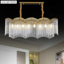 DecorBites™ Contemporary Gold Pendant Light with 8 Wavy Frame Clear Crystal Tubes