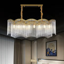 DecorBites™ Contemporary Gold Pendant Light with 8 Wavy Frame Clear Crystal Tubes