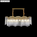 DecorBites™ Contemporary Gold Pendant Light with 8 Wavy Frame Clear Crystal Tubes