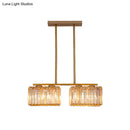 DecorBites™ Contemporary Gold Pendant Lighting for Dining Room - Metal Linear Island Lamp with Clear Cuboid Crystal Shade