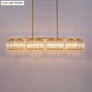 DecorBites™ Contemporary Gold Pendant Lighting for Dining Room - Metal Linear Island Lamp with Clear Cuboid Crystal Shade