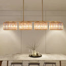 DecorBites™ Contemporary Gold Pendant Lighting for Dining Room - Metal Linear Island Lamp with Clear Cuboid Crystal Shade