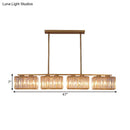 DecorBites™ Contemporary Gold Pendant Lighting for Dining Room - Metal Linear Island Lamp with Clear Cuboid Crystal Shade