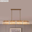 DecorBites™ Contemporary Gold Pendant Lighting for Dining Room - Metal Linear Island Lamp with Clear Cuboid Crystal Shade