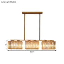 DecorBites™ Contemporary Gold Pendant Lighting for Dining Room - Metal Linear Island Lamp with Clear Cuboid Crystal Shade