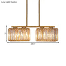 DecorBites™ Contemporary Gold Pendant Lighting for Dining Room - Metal Linear Island Lamp with Clear Cuboid Crystal Shade