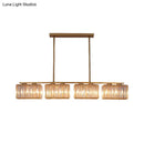 DecorBites™ Contemporary Gold Pendant Lighting for Dining Room - Metal Linear Island Lamp with Clear Cuboid Crystal Shade