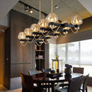 Modern black & brass contemporary island lamp clear amber smoke bedroom