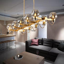 Modern black & brass contemporary island lamp clear amber smoke bedroom