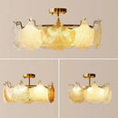 Decorbites contemporary led chandelier gold leaf dining room light