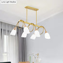 Modern black & gold contemporary milk glass chandelier dining room