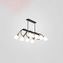 Modern black & gold contemporary milk glass chandelier dining room